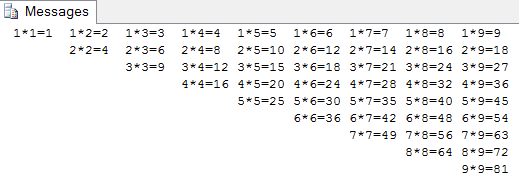 sql语句实现四种九九乘法表，sql语句四种乘法