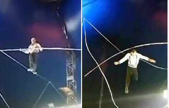俄钢丝舞表演者8米高空坠落后继续表演