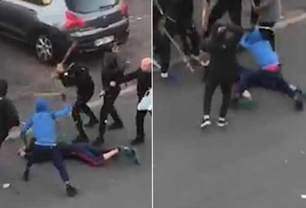 巴黎郊区暴徒光天化日用棍棒群殴17岁少年