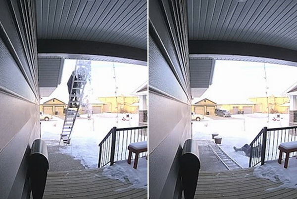 加男子挂圣诞彩灯摔下梯子险受重伤