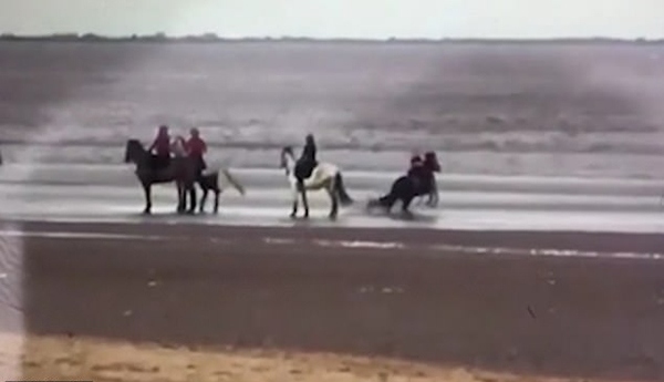 英9岁女孩海边骑马 马失控将其甩落海里