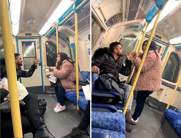 英男女地铁上恶语相向争吵对方国籍甚至动手