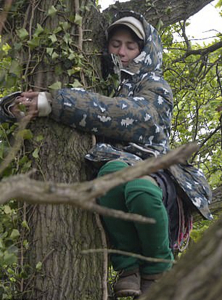 英环保人士树上露营上演“死亡”活动抗议砍树