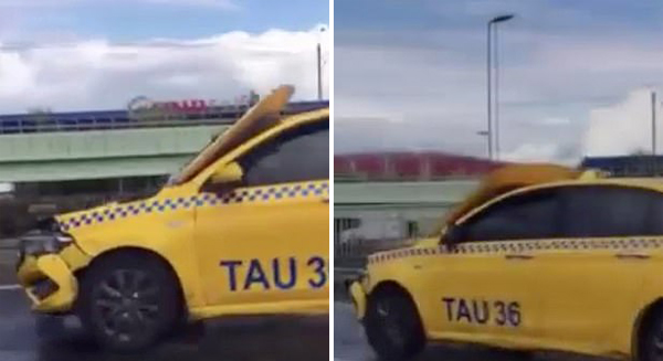 土耳其一出租车引擎盖上翻遮盖玻璃仍疯狂行驶