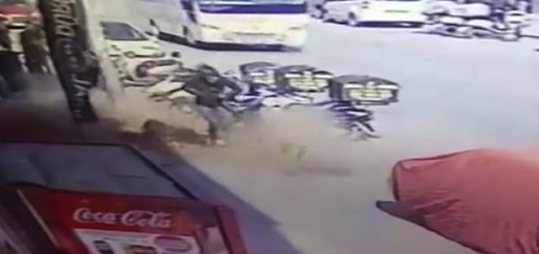 土耳其一女孩街头被高空掉落砖头砸中幸好无恙