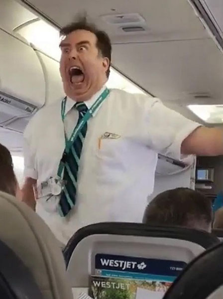 美航班乘务员客舱内滑稽演示安全规范引乘客捧腹