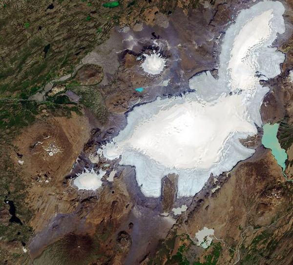 NASA公布对比照 显示冰岛一冰川三十年后完全消失